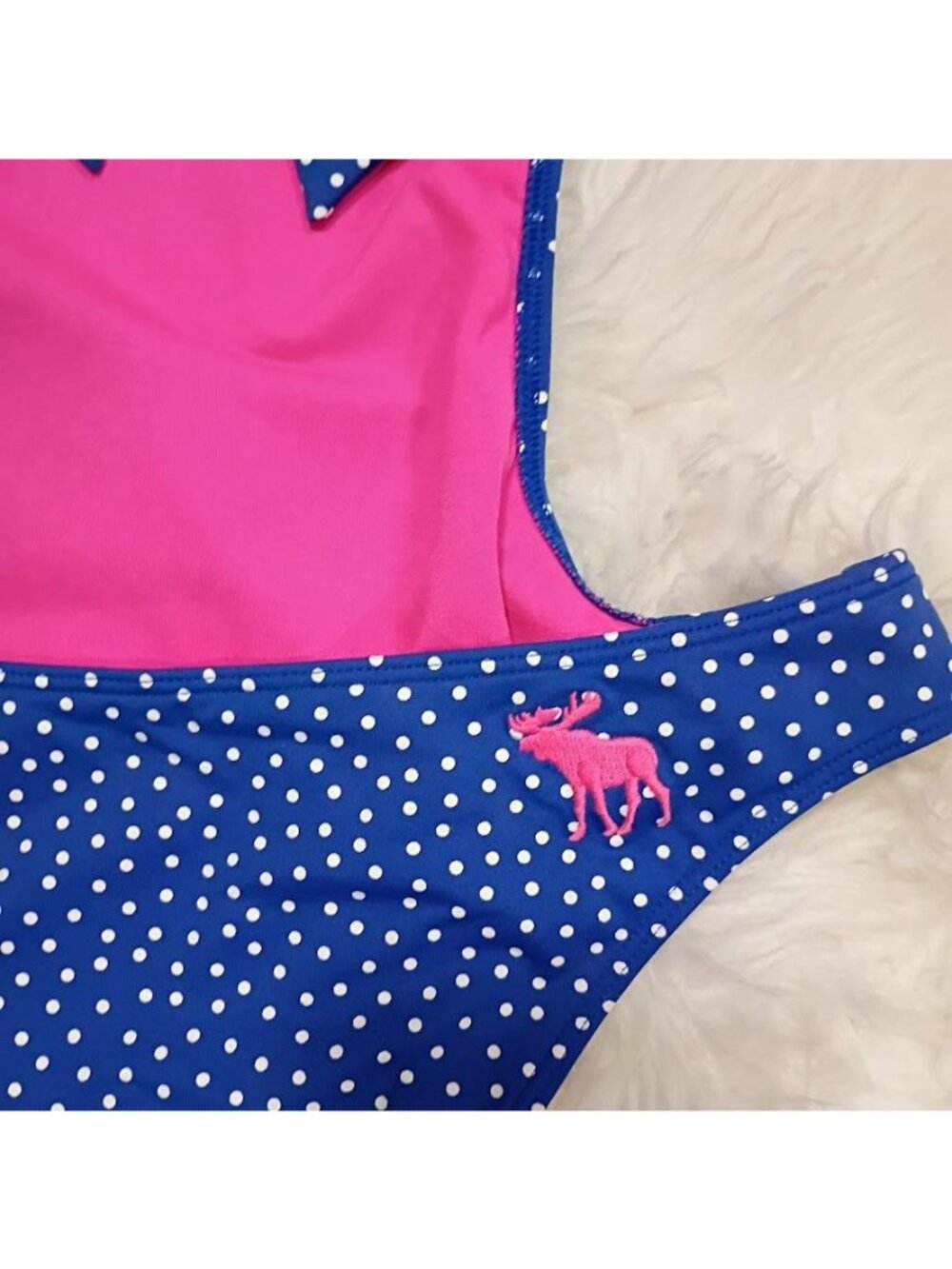 Abercrombie & Fitch Polka Dot Pink & Blue One Piece Swimsuit Size M - Picture 7 of 9